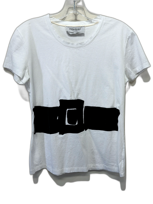 Yves Saint Laurent Rive Gauche Size Est S White & Black Missing Fabric Tag Top White & Black / Est S