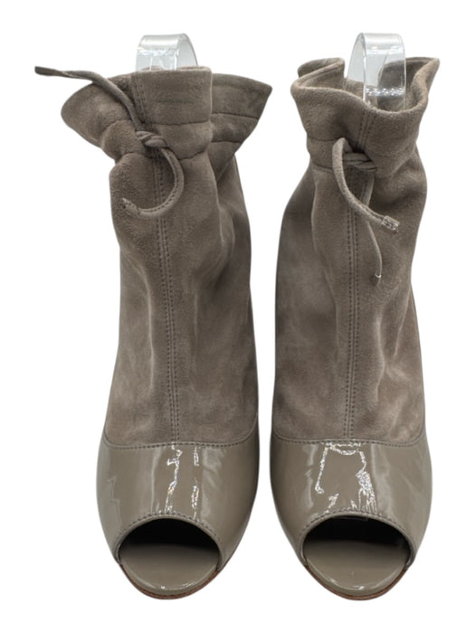 Bally Shoe Size 7.5 Beige Leather Upper Patent Suede Drawstring Top Booties Beige / 7.5