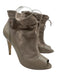Bally Shoe Size 7.5 Beige Leather Upper Patent Suede Drawstring Top Booties Beige / 7.5
