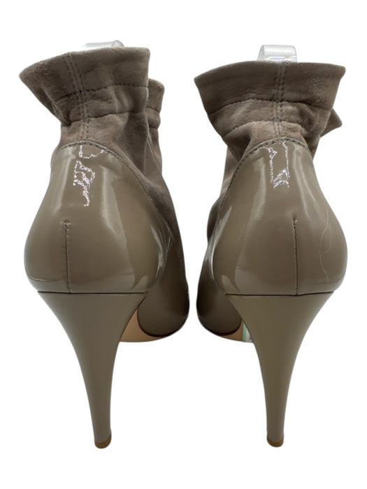 Bally Shoe Size 7.5 Beige Leather Upper Patent Suede Drawstring Top Booties Beige / 7.5
