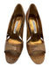 Manolo Blahnik Shoe Size 37.5 Gold Leather Upper Snakeskin Cutouts Pumps Gold / 37.5