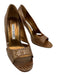 Manolo Blahnik Shoe Size 37.5 Gold Leather Upper Snakeskin Cutouts Pumps Gold / 37.5