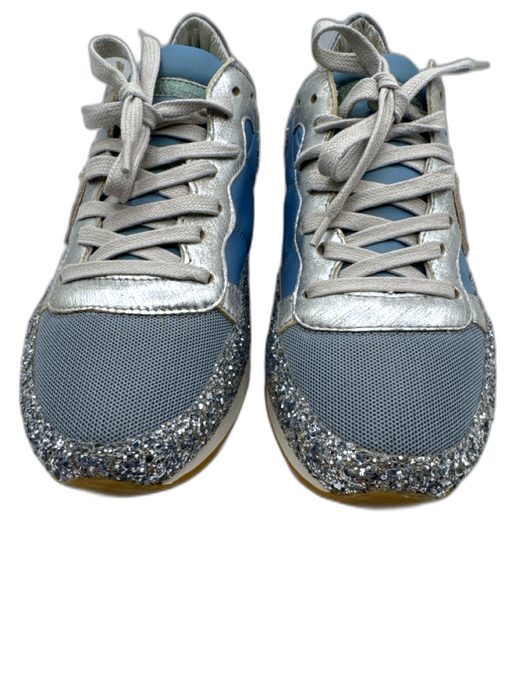 Philippe Model Shoe Size 38 Blue & Silver textile upper Glitter Low Top Sneakers Blue & Silver / 38