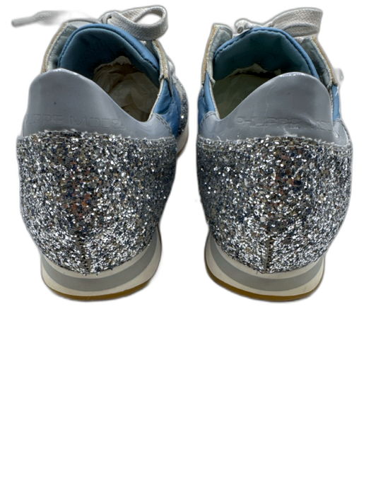 Philippe Model Shoe Size 38 Blue & Silver textile upper Glitter Low Top Sneakers Blue & Silver / 38