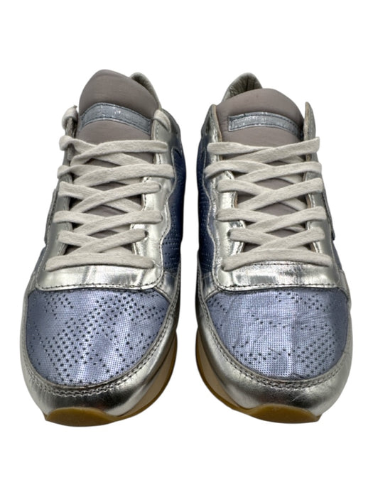 Philippe Model Shoe Size 38 Blue & Silver textile upper Perforated Sneakers Blue & Silver / 38