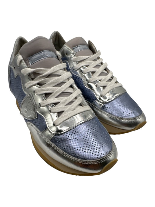 Philippe Model Shoe Size 38 Blue & Silver textile upper Perforated Sneakers Blue & Silver / 38