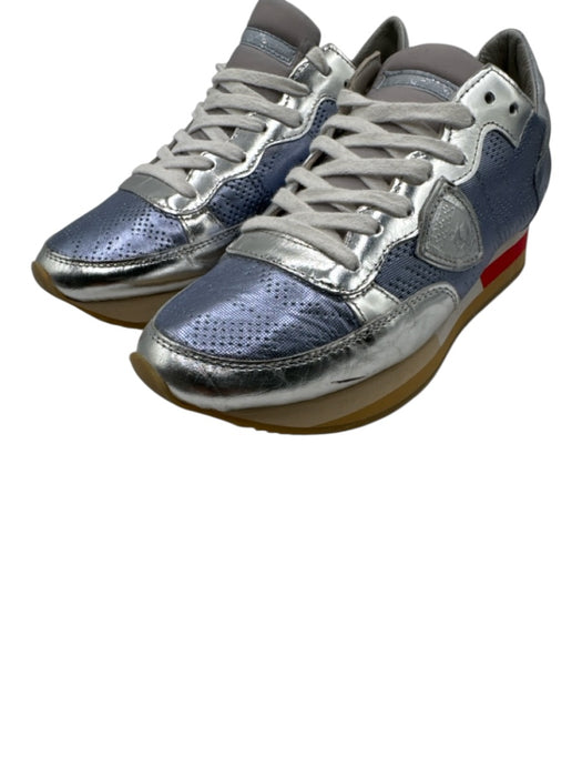 Philippe Model Shoe Size 38 Blue & Silver textile upper Perforated Sneakers Blue & Silver / 38