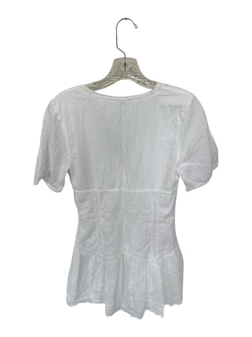 Zara Size S White Lace V Neck pleats Mini Dress White / S
