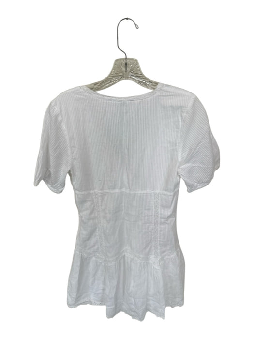 Zara Size S White Lace V Neck pleats Mini Dress White / S