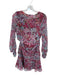 Zara Size S Purple & Blue Long Sleeve Cut Out Floral Synched Waist Dress Purple & Blue / S