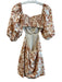 Lovers + Friends Size XS Burnt Orange & Cream Linen Blend Cutout Floral Dress Burnt Orange & Cream / XS