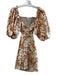 Lovers + Friends Size XS Burnt Orange & Cream Linen Blend Cutout Floral Dress Burnt Orange & Cream / XS
