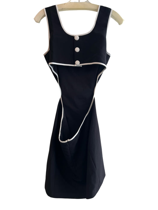 Amanda Uprichard Size S Black & White Polyester Sleeveless Back Buttons Dress Black & White / S
