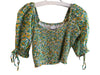 Faithful The Brand Size 4 Multi Linen Floral Short Puff Sleeve Tie Detail Top Multi / 4
