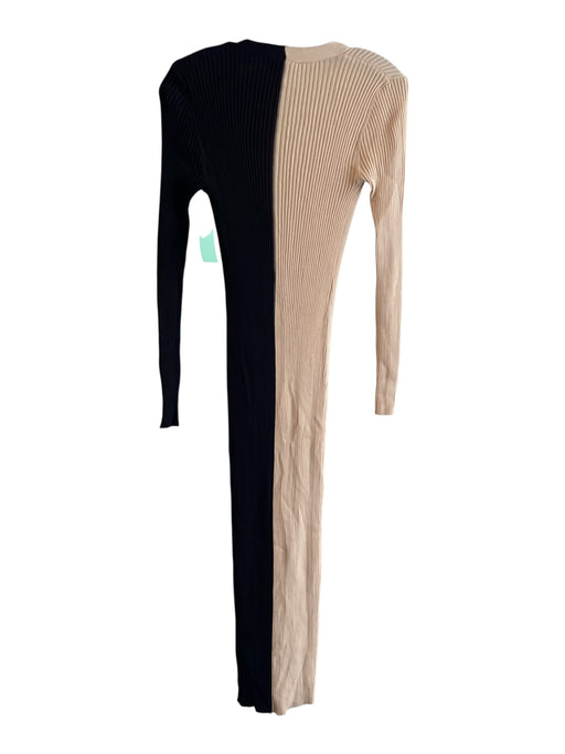 Staud Size XS Black & Tan Viscose Blend Long Sleeve Button Down Two Tone Dress Black & Tan / XS
