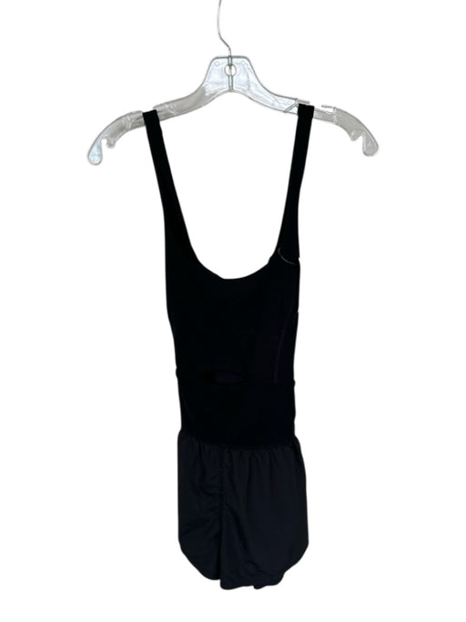 FP Movement Size M Black Polyester Blend razor back Back Zip Cut Out Romper Black / M