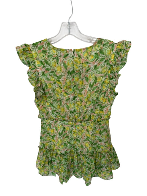 Aqua Size M Green & Yellow Polyester ruffles Floral Stitch Detail Dress Green & Yellow / M