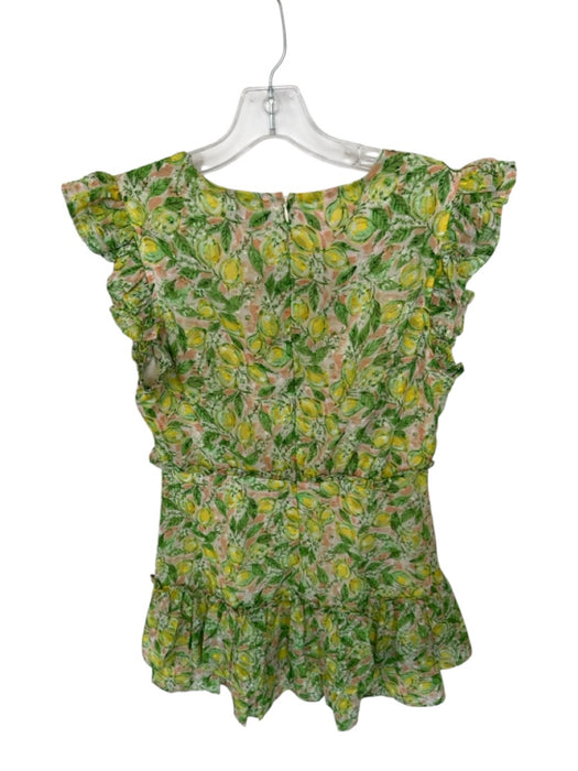 Aqua Size M Green & Yellow Polyester ruffles Floral Stitch Detail Dress Green & Yellow / M