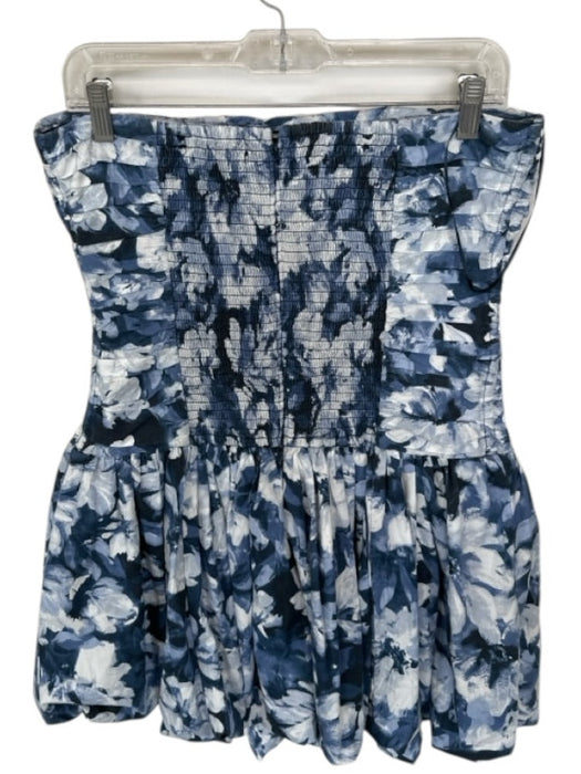 Abercrombie & Fitch Size M Blue & Navy Cotton Blend Strapless Floral Mini Dress Blue & Navy / M