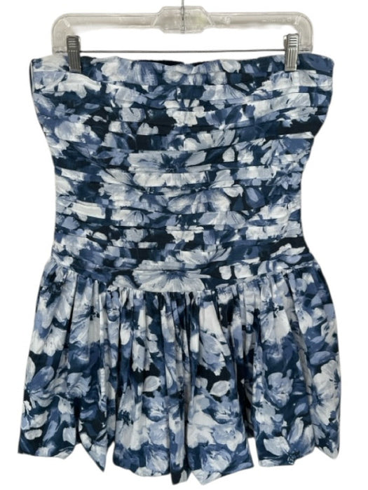 Abercrombie & Fitch Size M Blue & Navy Cotton Blend Strapless Floral Mini Dress Blue & Navy / M