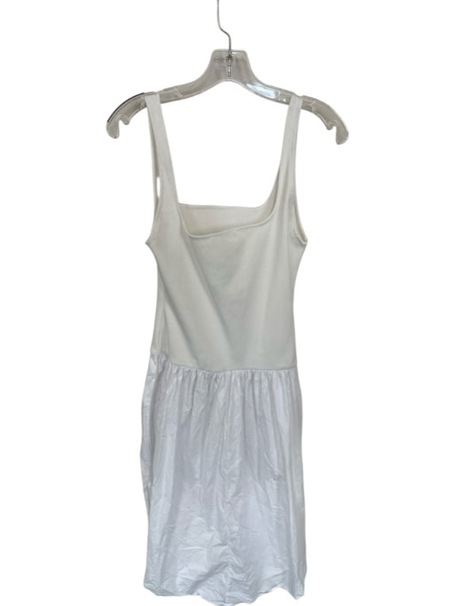 Zara Size M White Cotton Blend Tank Square Neck Dress White / M