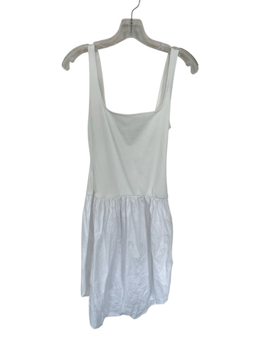 Zara Size M White Cotton Blend Tank Square Neck Dress White / M