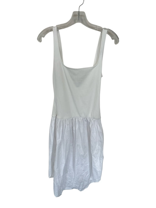 Zara Size M White Cotton Blend Tank Square Neck Dress White / M