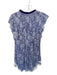 Poupette St. Barth Size S Blue & Purple Viscose Flutter Sleeves Fringe Dress Blue & Purple / S