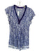 Poupette St. Barth Size S Blue & Purple Viscose Flutter Sleeves Fringe Dress Blue & Purple / S