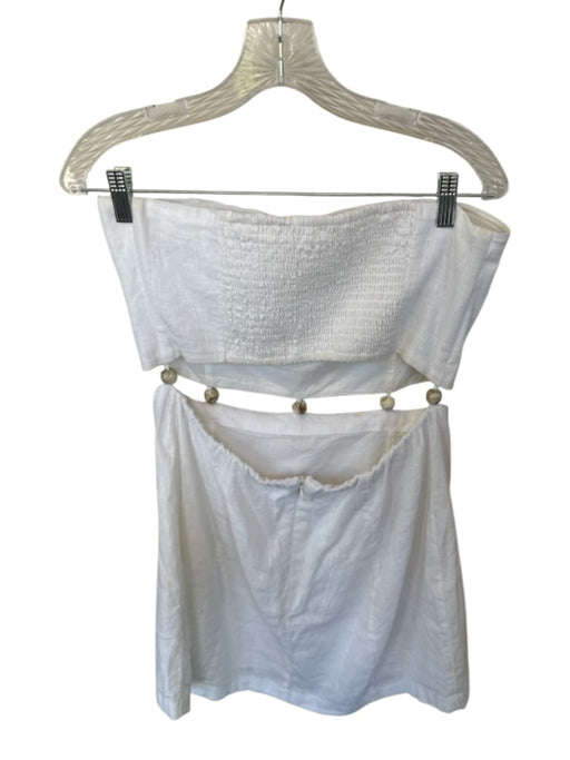 Abercrombie & Fitch Size M White Linen Strapless Cut Outs Beaded Design Dress White / M