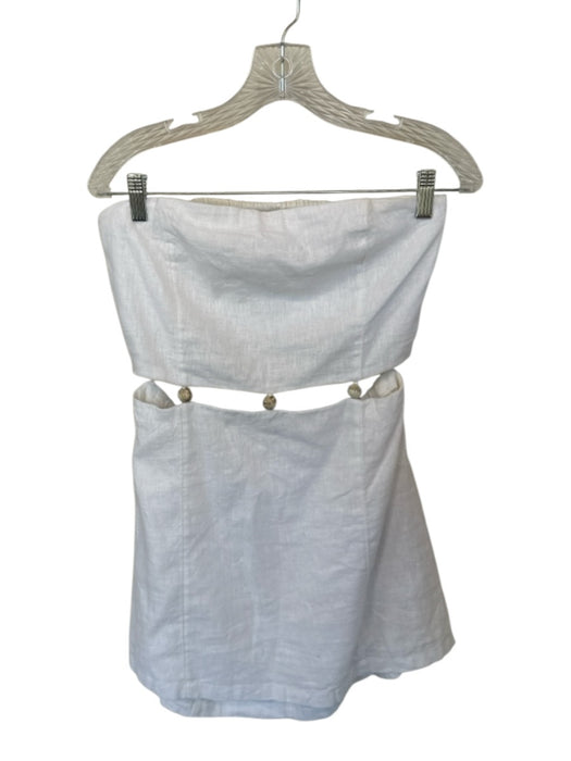 Abercrombie & Fitch Size M White Linen Strapless Cut Outs Beaded Design Dress White / M