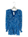 Aqua Size S Blue & White Polyester Long Balloon Sleeve Botanical Dress Blue & White / S