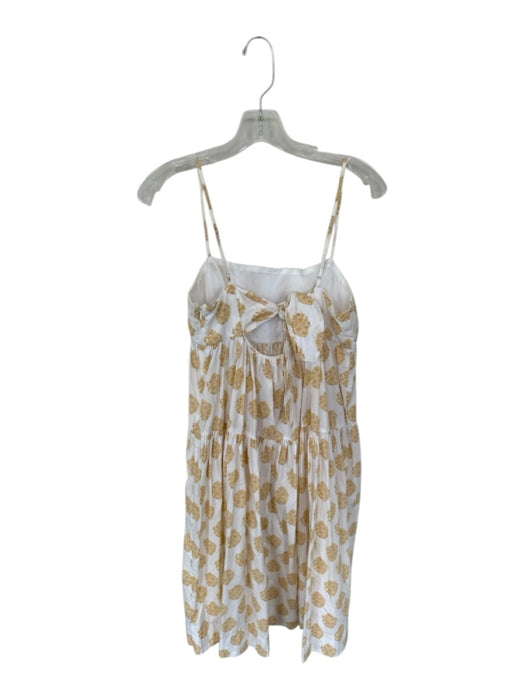 J. Crew Size 8 Yellow & White Cotton Spaghetti Strap Flowers Back Tie Maxi Dress Yellow & White / 8