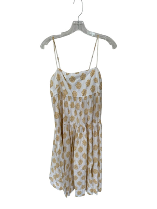 J. Crew Size 8 Yellow & White Cotton Spaghetti Strap Flowers Back Tie Maxi Dress Yellow & White / 8