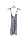 Zara Size S Blue & Red Linen & Viscose Sleeveless Flowers Lace Trim Maxi Dress Blue & Red / S
