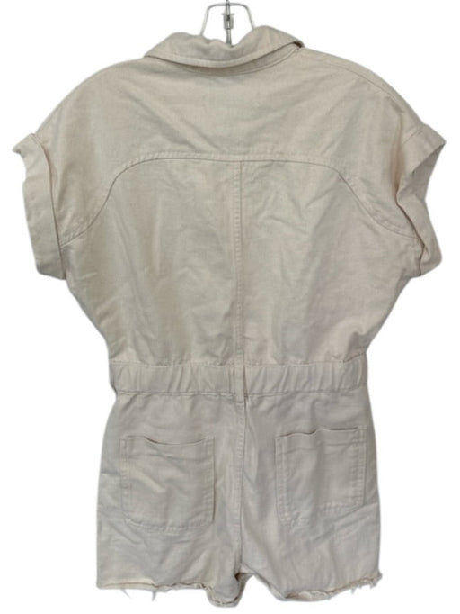 Zara Size M Cream Cotton Short Sleeve Button Down Romper Cream / M