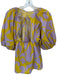 Rhode Size M Purple & Yellow Cotton 3/4 Balloon Sleeve Swirls Back Tie Top Purple & Yellow / M