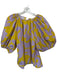 Rhode Size M Purple & Yellow Cotton 3/4 Balloon Sleeve Swirls Back Tie Top Purple & Yellow / M