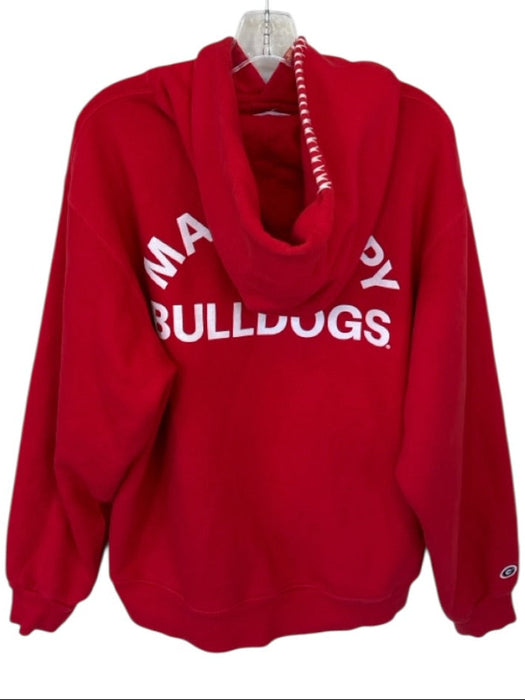 Madhappy Size L Red & White Cotton Stitching Detail UGA Kangaroo Pocket Hoodie Red & White / L