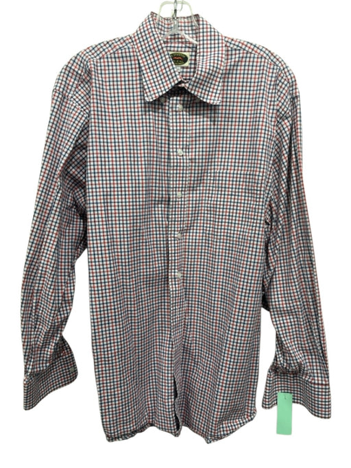 H Stockton Size L Red, White & Blue Cotton Plaid Button Down Long Sleeve Shirt Red, White & Blue / L