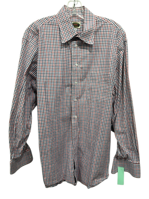 H Stockton Size L Red, White & Blue Cotton Plaid Button Down Long Sleeve Shirt Red, White & Blue / L