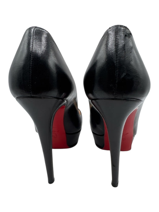 Christian Louboutin Shoe Size 36.5 Black Leather Peep Toe Platform Pumps Black / 36.5