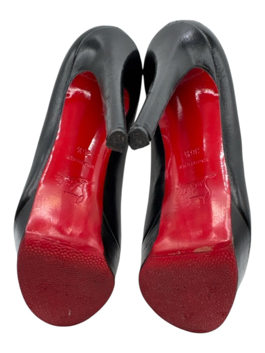 Christian Louboutin Shoe Size 36.5 Black Leather Peep Toe Platform Pumps Black / 36.5