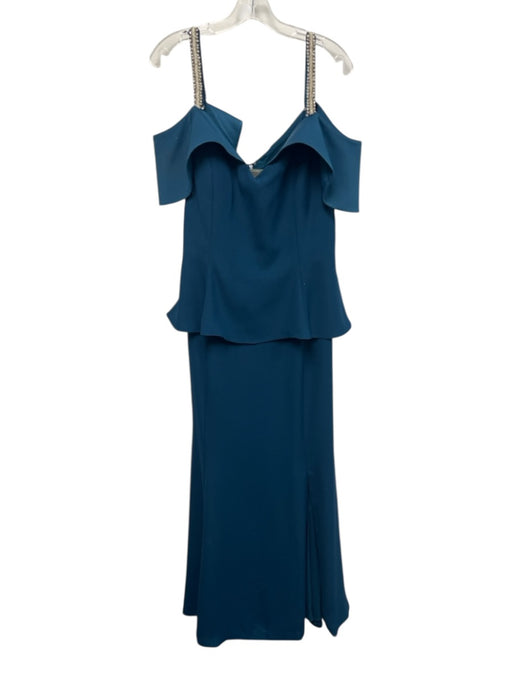 Alexander by Daymor Size XL Teal Blue & Silver Triacetate & Polyester Gown Teal Blue & Silver / XL