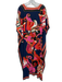 Trina Turk Size XS / S navy blue & multi Silk Swirl Print Stripe V Neck Dress navy blue & multi / XS / S