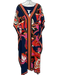 Trina Turk Size XS / S navy blue & multi Silk Swirl Print Stripe V Neck Dress navy blue & multi / XS / S