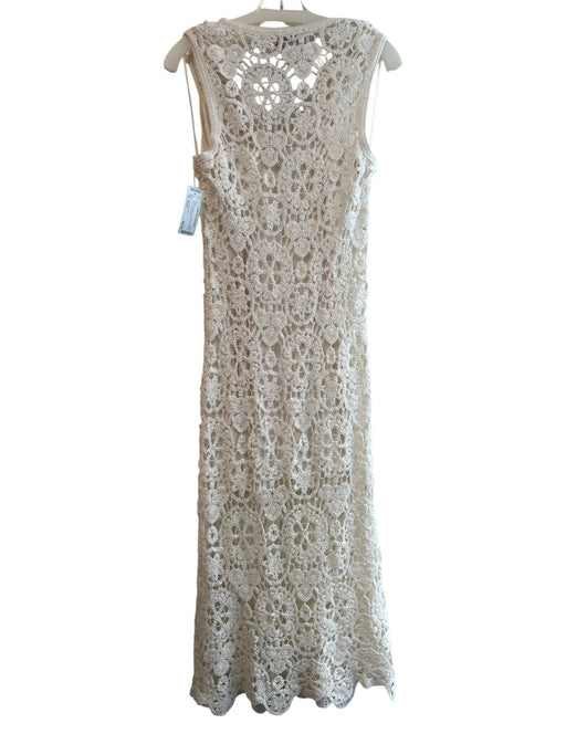 House of Harlow Size Small White Polyester V Neck Maxi Crochet Slip Dress White / Small