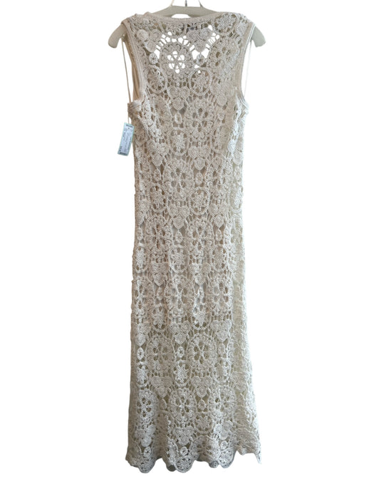 House of Harlow Size Small White Polyester V Neck Maxi Crochet Slip Dress White / Small
