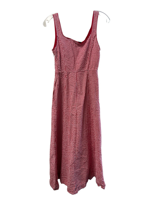 Rachel Zoe Size 2 Red & White Cotton Sleeveless Square Neck Maxi Gingham Dress Red & White / 2