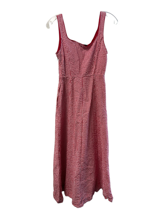 Rachel Zoe Size 2 Red & White Cotton Sleeveless Square Neck Maxi Gingham Dress Red & White / 2